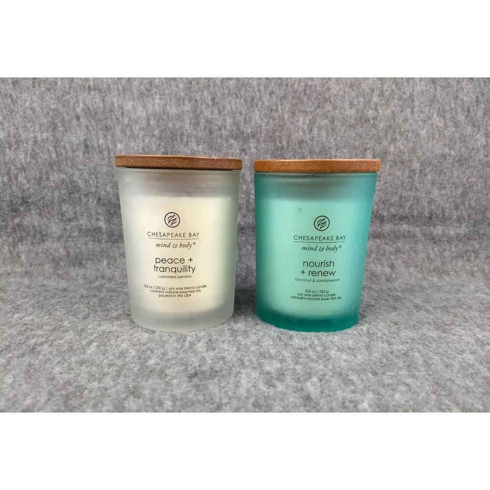 Chesapeake Bay Mind Body Candle Peace Tranquility Nourish Renew 1-Wick Lot/2 NEW